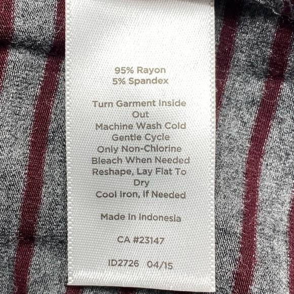NWT Talbots Gray and Wine Striped Long Sleeve Tee Top, XL - Picture 3 of 6